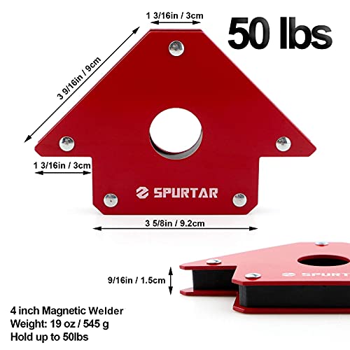 Spurtar 6Pcs Welding Magnet, Welding Magnets And Clamps, 75Lbsx2+50Lbsx2+25Lbsx2 Magnetic Welding Holder 3" 4" 5" Arc Welding Electrode Holders 45 90 135 Degree Angle Magnet Welding Accessories #TOP3