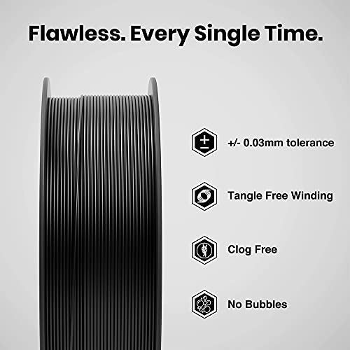 Image of NUMAKERS PLA+ 3D Printer Filament, 1.75mm, Dimensional Accuracy + /- 0.03 mm, 1 kg Spool (2.2 lbs), Compatible with Most FDM Printers (Black)