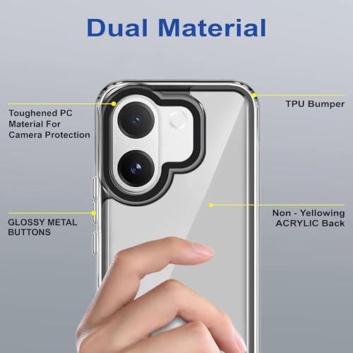 Image of Zapcase Back Case Cover for Vivo V60e | Compatible for Vivo V60e Back Cover | Case Cover with Camera Protection | (TPU + PC | Translucent Black)