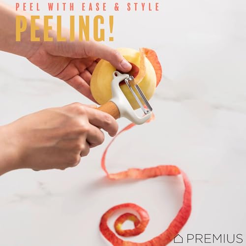 Premius Wooden Vegetable Stainless Steel Blades Peeler With Potato Eyer By Premius thumb #4