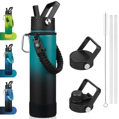 Image of BJPKPK 27oz Insulated Water Bottle with 3 Lids, Straw Lid & Handle