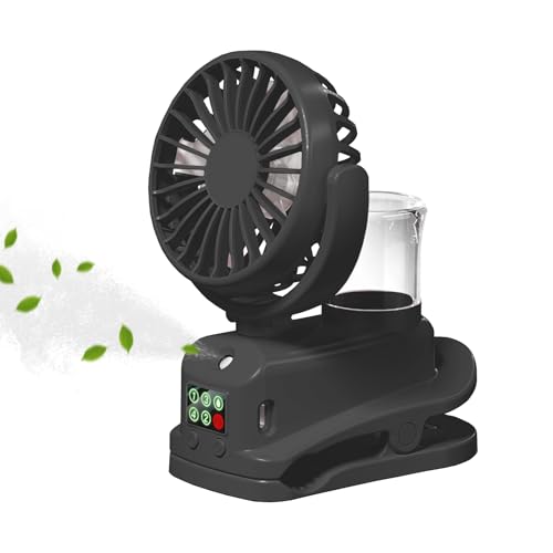 Mini ventilateur brumisateur portable à clipser USB noir - 2