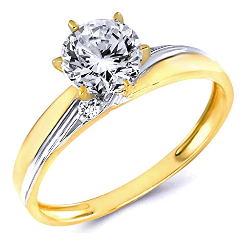 The World Jewelry Center Ladies 14k Yellow Gold Engagement Ring and Wedding Band Bridal Set2