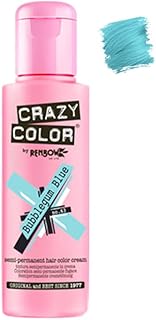 Crazy Color Hair Dye - Vegan and Cruelty-Free Semi Permanent Hair Color - Temporary Dye for All Hair Types, #63, Bubblegum Blue 100 ml