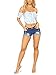 Govc Women Casual Summer Mid Waist Stretchy Denim Jean Shorts Junior Short Jeans(Dark Blue,L)