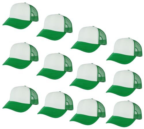 Image of Gelante 12 Pcs Sublimation Blank Trucker Hats - 5 Panel Mesh Snapback Baseball Cap Bulk