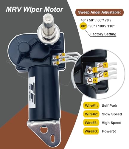 Image of Marine Wiper Motor 12V 2.5 inch Shaft 80 Degree - MRV and Automotive Applicable Wiper Motor Replaces 34000 30991 4R2.12.R110D WWF12C18 Series Boat Wiper Motor