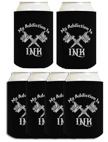 Tattoo Gifts For Men My Addiction is Ink 6-Pack Can Drink Sleeves