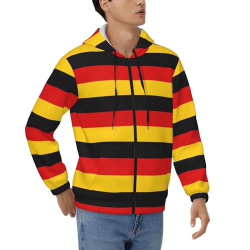 Sweat à capuche thermique homme zippé motif drapeau allemand chaud