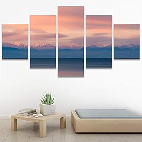 SIGNWIN 5 Panel Canvas Wall Art Sunset in...