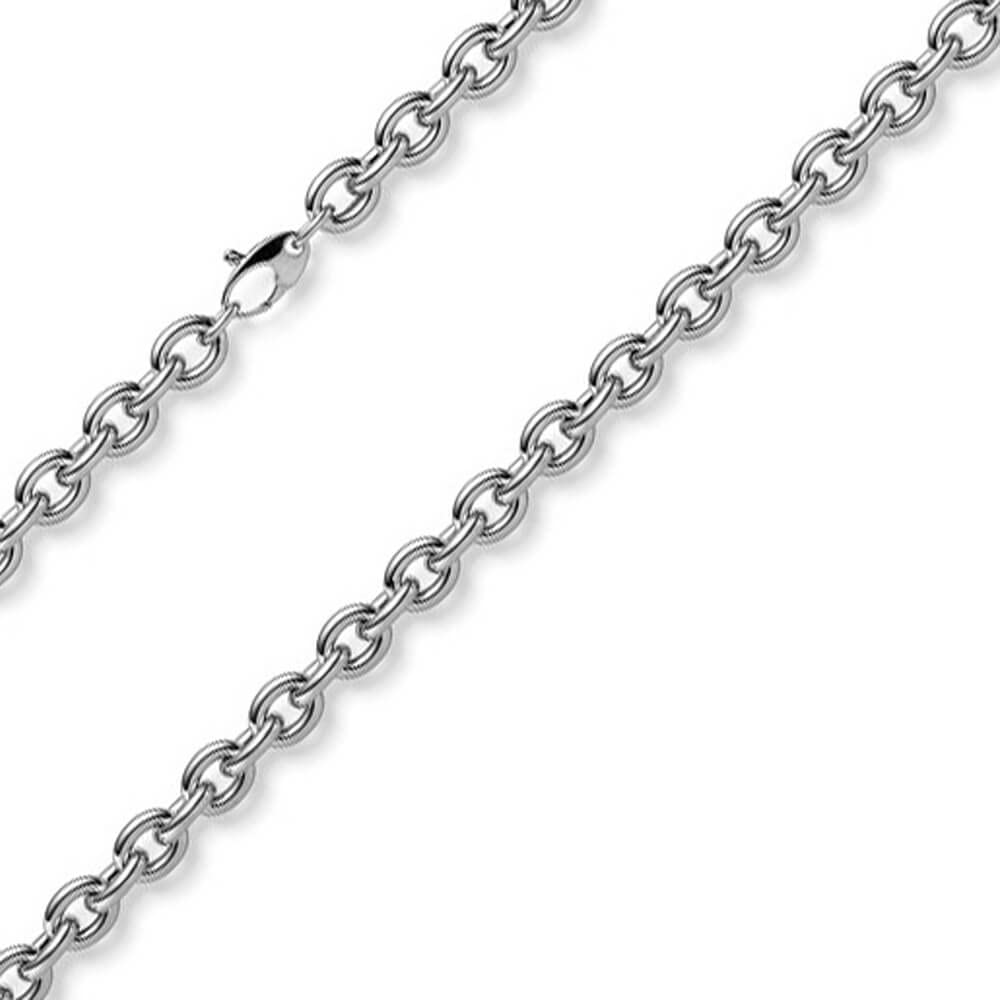 7mm Kette Collier Rundankerkette aus 585 Gold Weißgold 45cm