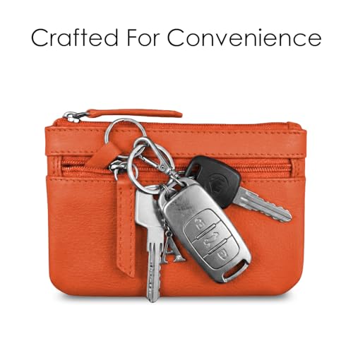 Image of ili New York Leather Mini Compact Coin Purse - Orange