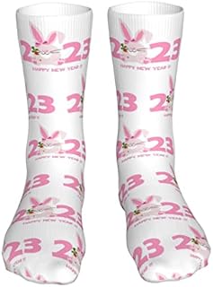 883 Compression Socks Year Of The Rabbit Happy New Year 2023 Sports Socks Non Slip Calf Socks Breathable Athletic Socks For Hiking Walking Jogging 40cm
