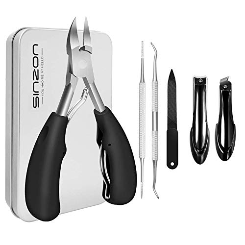 Upgrade Nail Clippers, Toenail Clippers for Thick & Ingrown Nails Kits Stainless Steel Nail Clipper Big Toe Nail Clippers Tool with Rubber Handle for Family/Podiatrist/Professional/Ingrown/Seniors