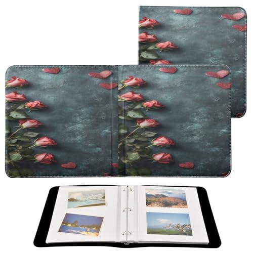 Álbum de fotos adhesivo DIY con anillas 3, diseño vintage rosas para San Valentín, 40 páginas 8x10 miniatura 2