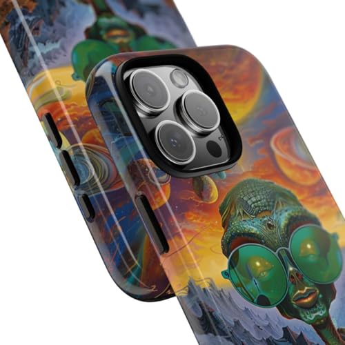 Alien vert avec lunettes coque rigide brillante iPhone 16 Pro Max - 2