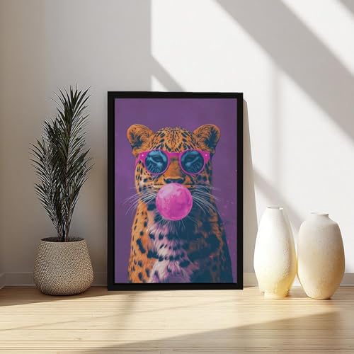 Affiche léopard bubblegum fun mur vide solution déco toile chambre ado