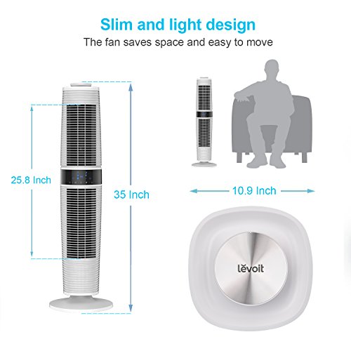 LEVOIT LV373 Tower Fan Oscillating with Remote Control, Standing Floor