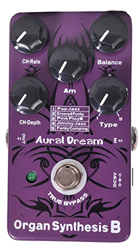 Aural Dream Organ Synthesis B Guitar Effect Pedal includes POP Jazz,Groovy&Funky,Jimmy Jazz and Funky Comping effects with Rotary Horn,Percussion and Chorus Modules,True bypass Cover