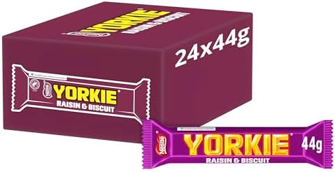 Yorkie Raisin & Biscuit Chocolate Bar - Chunky & Substantial, 44g | Multipack of 24