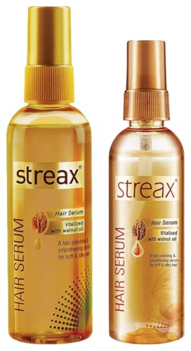 Streax Hair Serum 125ml, Vitalized with Walnut Oil, For Hair Smoothening & Shine, For Dry & Frizzy Hair Hair Serum for Women & Men | Contains Walnut Oil | Instant Shine & Smoothnes