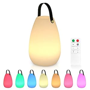 uuffoo Grande lampe d’extérieur sans fil avec télécommande – Acrylonitrile butadiène styrène – Portable – LED multicolore – Rechargeable – Étanche – Sans fil – Intensité variable