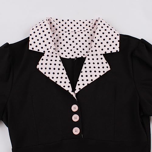 Image of 1950s Dresses for Women Vintage Rockabilly Retro Short Sleeve Tie Midi Dress Cocktail Party Evening Prom Gown