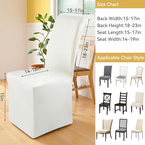 Moukeren Set of 4 Velvet Stretch Chair Covers Stretch Slipcovers Fur Chairs Cover Soft Removable Long Solid Slipcover for Wedding Dining Room(Champagne) - Image 3