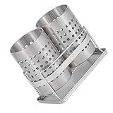 Genérico Soporte para Palillos y Porta Utensilios de Acero Inoxidable Diseño Drenante, Organizador de Cocina de Tamaño Mediano para Encimera, Escurridor Rápido y Resistente para Cubiertos