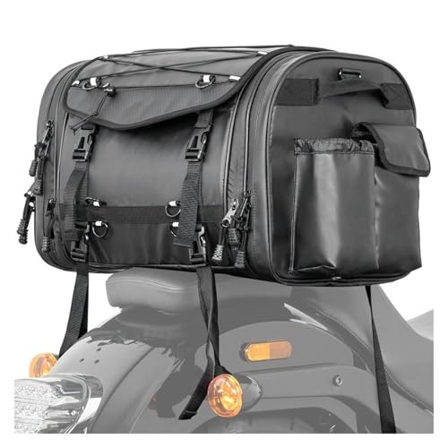 Sac À De Siège De Moto Sacoches Arrière De Moto Extensibles Grande Capacité Universelles en PVC Étanches pour Porte-Bagages Arrière Sac Arrière(45L-60)