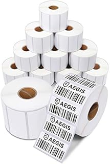 Aegis Adhesives - 2” X 1” Direct Thermal Labels for UPC Barcodes, Address, Perforated & Compatible with Rollo Label Printer & Zebra Desktop Printers (12 Rolls, 1300/Roll)