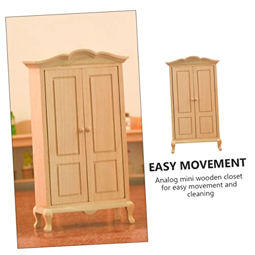 ibasenice 8 Pçs Guarda-Roupa Modelo Boneca De Brinquedo Armários De Madeira 1/12 Móveis Em Miniatura