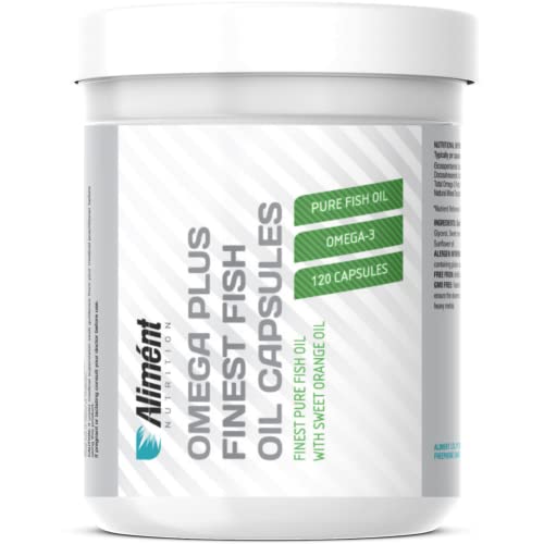 Aliment Omega 3 Fish Oil 2400mg High Strength EPA 630mg & DHA 420mg Per Serving Fish Oil Soft Gel Capsules Micro Distilled - 2 Months Supply Orange Flavour No Fish Odour or Taste