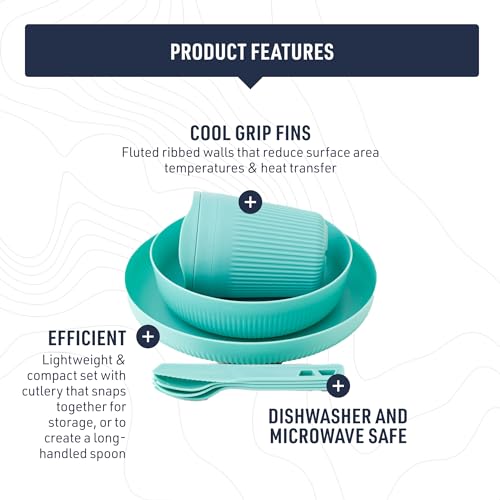 Sea to Summit Passage 1-Person Camping Dinnerware Set, Plate, Bowl, Mug, Utensils, Arrowwood Yellow