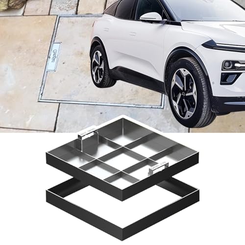 Invisible Manhole Cover and Frame Stainless Steel, Square Embedded Sewer Lid for Driveway Walkways Courtyards Gardens, Load Bearing Capacity 2.6 Tons/ 5732 Lbs(41