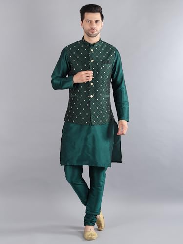 Image of Uri and MacKenzie Men's Silk Blend Kurta Pajama with Designer Ethnic Nehru Jacket /Modi Jacket