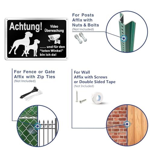 Goodvia Freilaufender Hund Videoüberwacht 30x20cm Metall Aluminium, Hunde Schilder Lustig und für den Toten Winkel Bin Ich Da