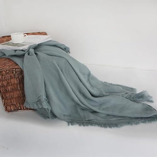 KUCOON Manta de Lino 100% de Lino Puro, Manta de Lino prelavada Supersuave y Ligera de 150x200cm para sofá, Dormitorio y hogar
