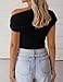 ZESICA Women's 2026 Summer Off Shoulder Tops Going Out Sexy Y2k Shirts Spring Fashion Cap Sleeve Ruched Asymmetrical Blouses, Black, M