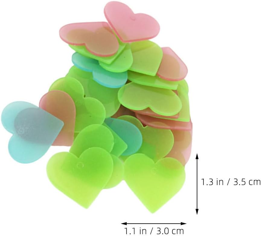 Hemoton 200Pcs Glow in the Dark Heart Stickers Luminous Love Wall Stickers for Kids Bedroom Nursery Ceiling Wall Decor Easy to Apply Removable