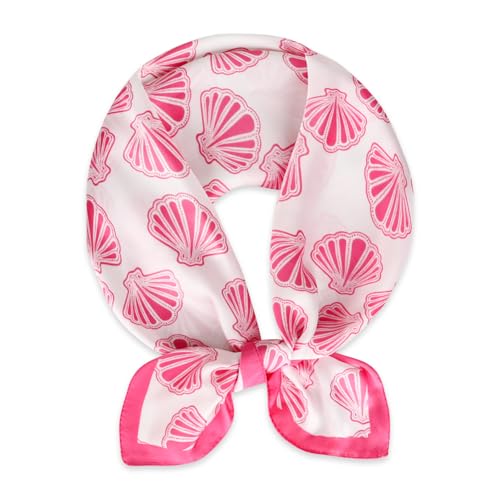 Relang Fashion Silk Satin Head Scarf for Women Hair Bandana Hair Scarf Wrap Neck Scarf for Women 27.5×27.5 inches Pink Seashell