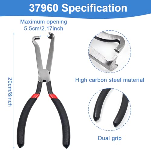 Image of STHIRA Electrical Disconnect Plier Clamp Tool 8 inch Carbon Steel Automotive Connector Pliers with Rubberized Insulated Handle, Terminal Release for Auto Mass Air Flow Sensors Fuel Injectors