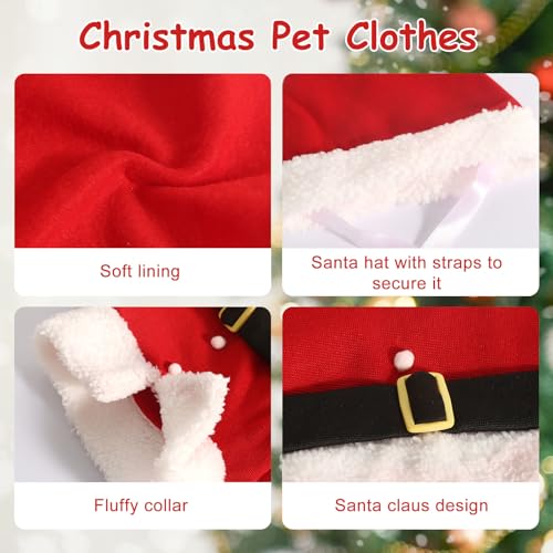 Hundekostüme Weihnachten, Katze Hund Weihnachtskostüm mit Nikolausmütze Weihnachtshund Cosplay Outfit, Weihnachten Haustier Umhang für Neujahr Lustige Anzieh Haustierpartys Bekleidung Anzüge