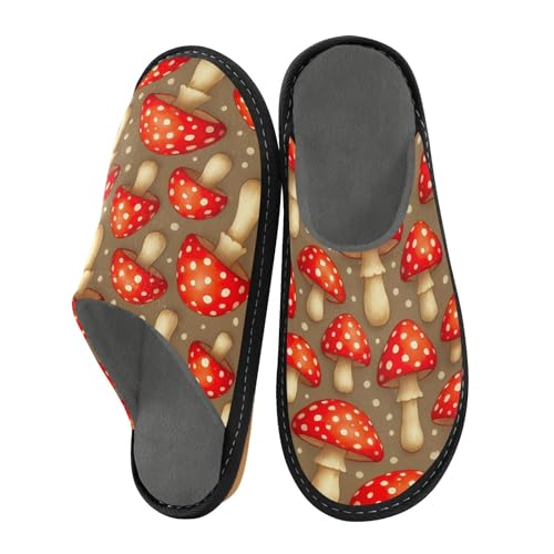 Cute Red Mushrooms Men's Comfy Memory Foam Indoor Outdoor House Shoes Womens Slip On House Shoes Size 4-52