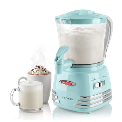 Image of Nostalgia NRHCM32WHT6A Retro 32-Ounce Hot Chocolate, Milk Frother, Cappuccino,Latte Maker and Dispenser