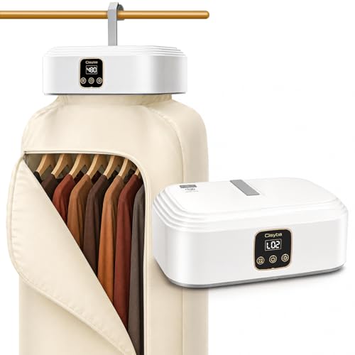Portable Clothes Dryer, 600W Foldable Laundry Drying Machine with 8 Timer Settings, Compact Hanging Dryer with Overheat Protection, Quiet Garment Care for Apartment, Dorm, RV, Camping, Travel