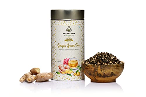 Image of Nature's Park Ginger Green Tea - 150g - Boosts Immunity, Metabolism, Antioxidants Rich, Supports Weight loss, Digestion, Stress Relief - Made with 100% Natural Whole Leaf - Daily Herbal Wellness Drink