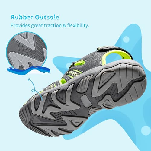 Image of DREAM PAIRS Boys Girls Summer Outdoor Athletic Sport Sandals Walking Water Hiking Hook and Loop Adjustable Multicolor for Toddler /Little /Big Kids