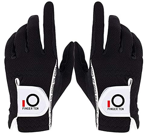FINGER TEN Golf Gloves Men Left Hand Right Rain Grip Weathersof Value Pair
