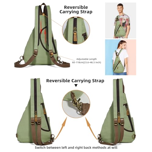 Image of KL928 Canvas Sling Bag - Small Crossbody Backpack Shoulder Casual Daypack Rucksack for Men Women